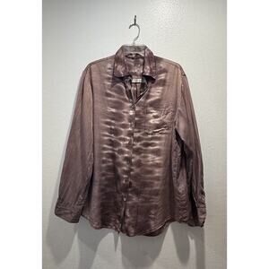 Raquel Allegra Size 2 Tie Dye Button Front Blouse Silk Blend Light Purple Boho